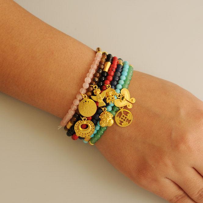 Weekly Bracelets with Semiprecious Stones and Charms
