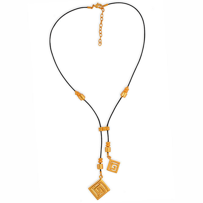 Black Leather Necklace with two Calima Typical Decoration Charms