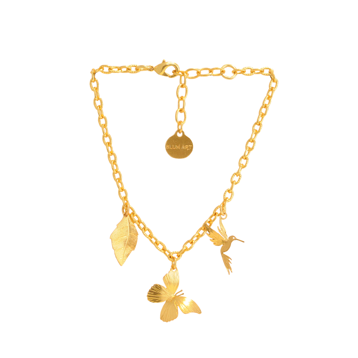 Anniversary Bracelet  Leaf, Butterfly and Hummingbird