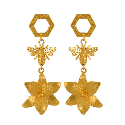 Golden Flight of Life long earrings