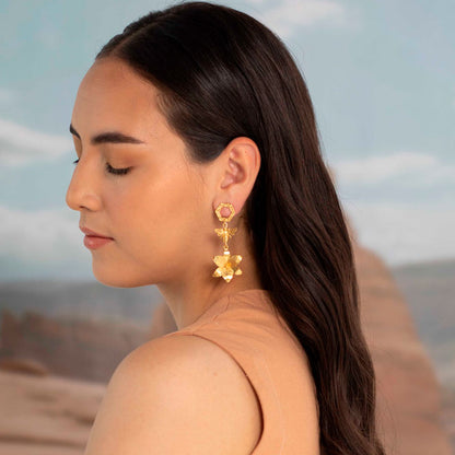 Golden Flight of Life long earrings