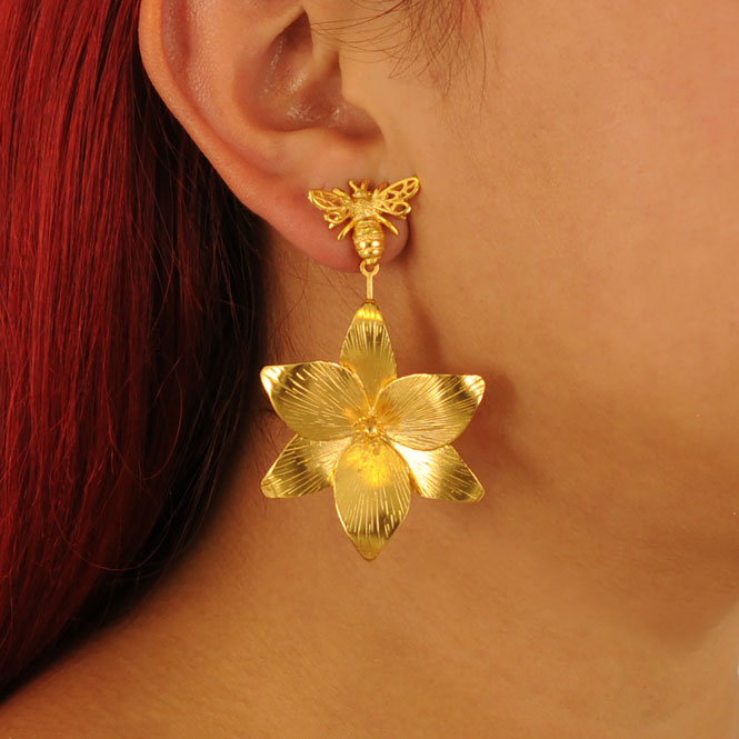 Golden Flight of Life long earrings