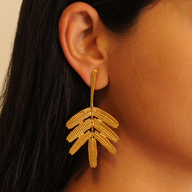 Dividivi branch long earrings