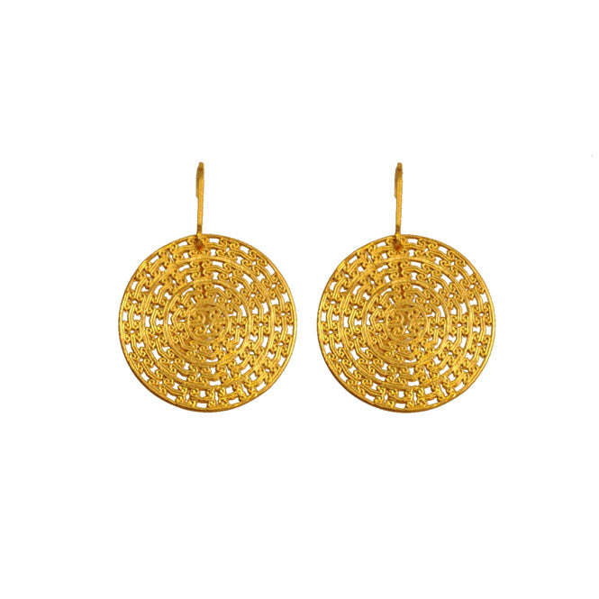 Kana Wayuu earrings 24K gold or silver plated — handcrafted Colombian jewelry by Blumart inspired by Wayuu art, culture, and Guajiro brilliance