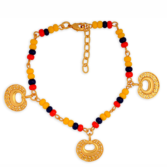 COLOMBIA BRACELET WITH 3 MINI NOSE ORNAMENT CHARMS OF TAIRONA CIRCLES