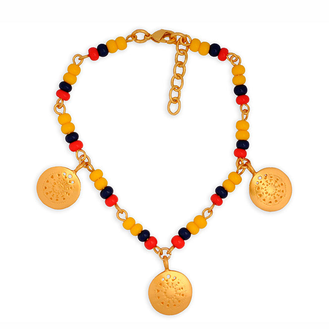 COLOMBIA BRACELET WITH 3 MUISCA MINI PECTORAL CHARMS