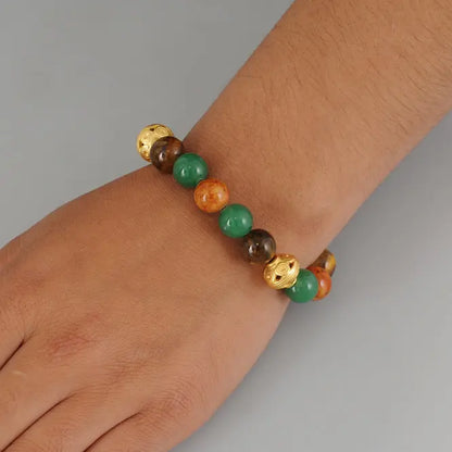 Tiger Eye and Aventurine Semiprecious Stones Bracelet