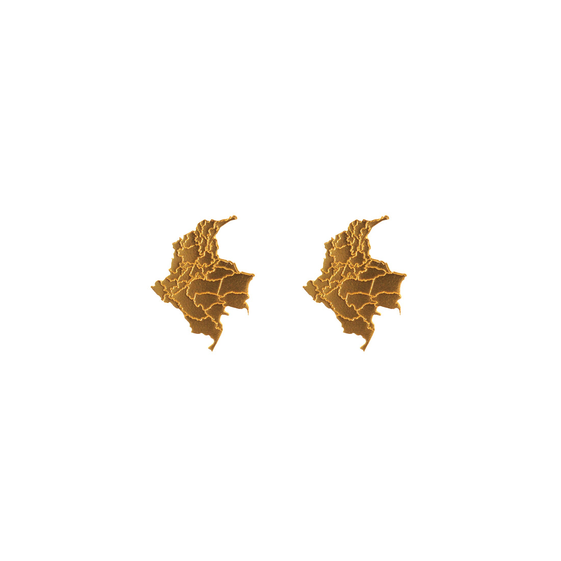 Colombia map with departments stud earrings