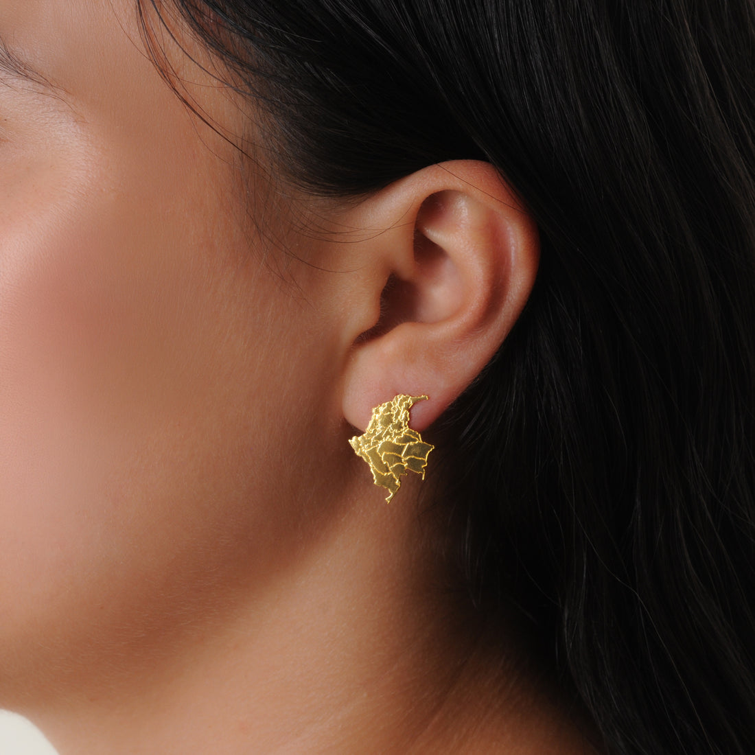 Colombia map with departments stud earrings