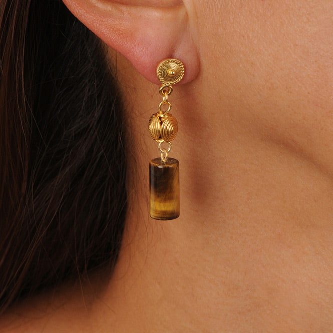 Semi-precious Stone Earrings Tube