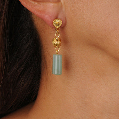 Semi-precious Stone Earrings Tube