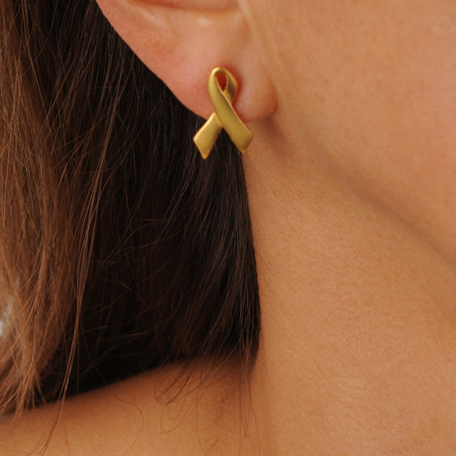 Pink Ribbon Stud Earrings