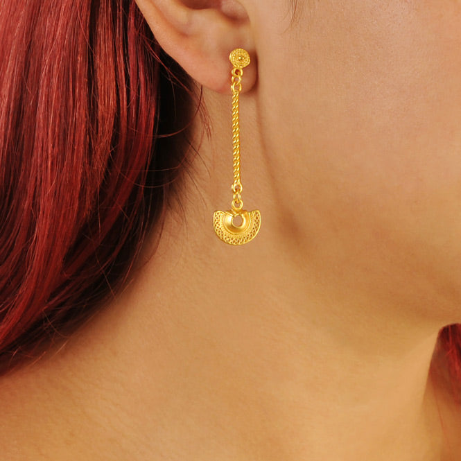 Tairona Semilunar Nose Ornament Long Earrings