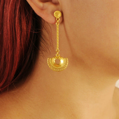 Tairona Semilunar Nose Ornament Long Earrings