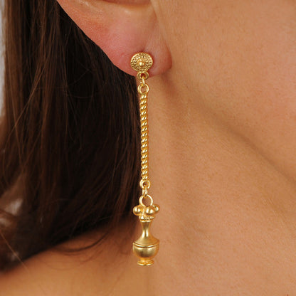 Quimbaya Poporo Long Earrings