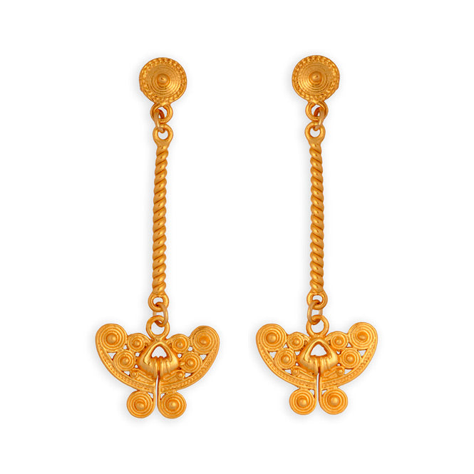 Tairona Butterfly Nose Ornament Long Earrings