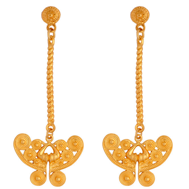 Tairona Butterfly Nose Ornament Long Earrings