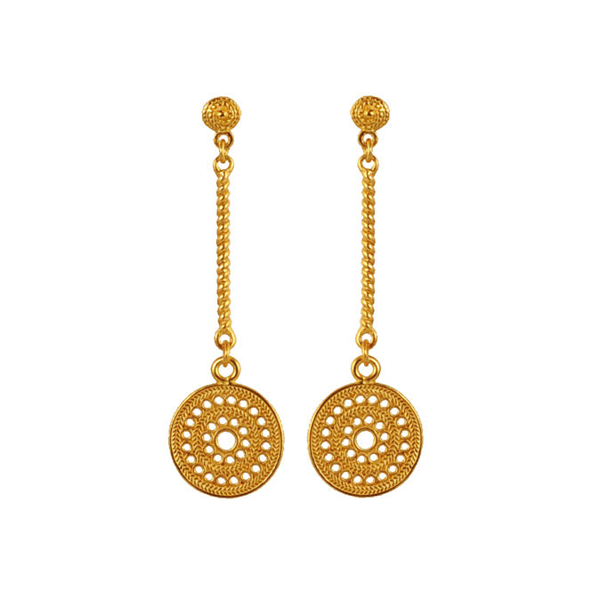 Muisca Solar Pectoral Long Earrings