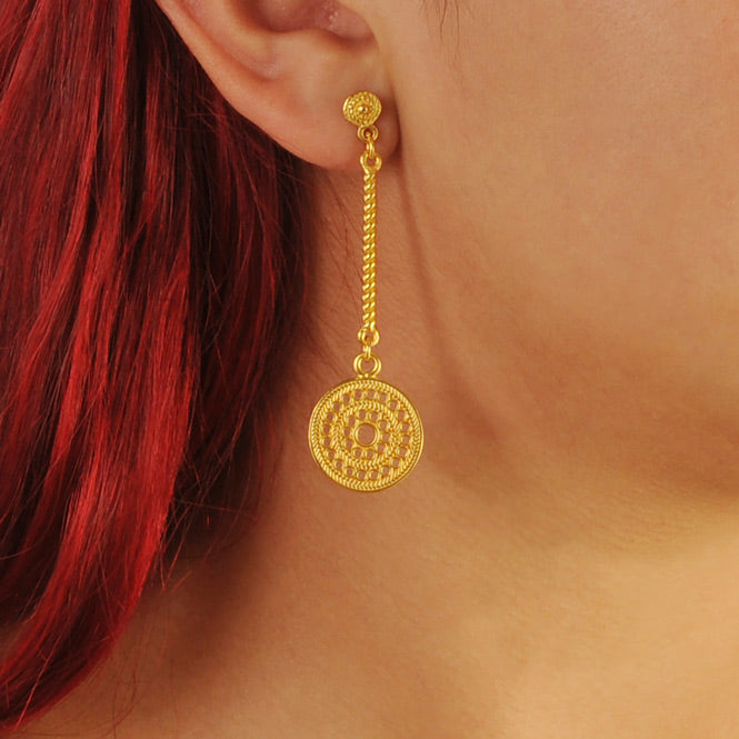 Muisca Solar Pectoral Long Earrings