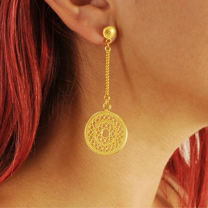 Muisca Solar Pectoral Long Earrings