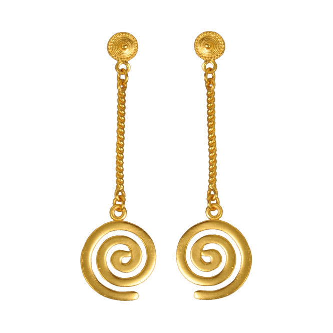 Quimbaya Spiral Long Earrings