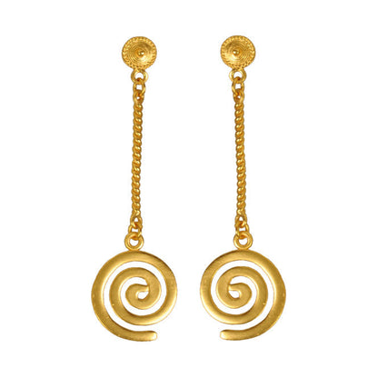 Quimbaya Spiral Long Earrings