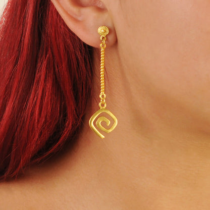 Quimbaya Spiral Long Earrings