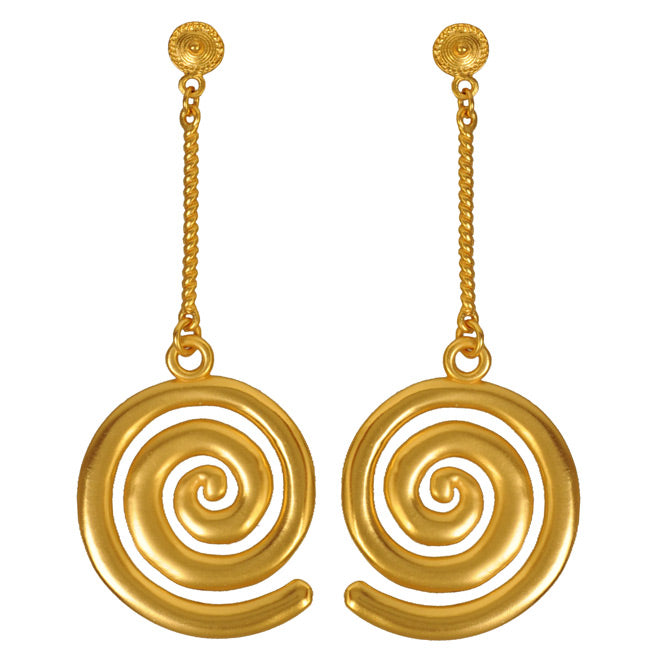 Quimbaya Spiral Long Earrings