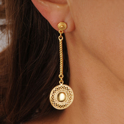 Muisca Circles Pectoral Long Earrings