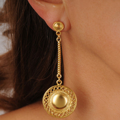 Muisca Circles Pectoral Long Earrings