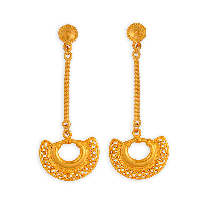 Tairona Filigree Nose Ornament Long Earrings