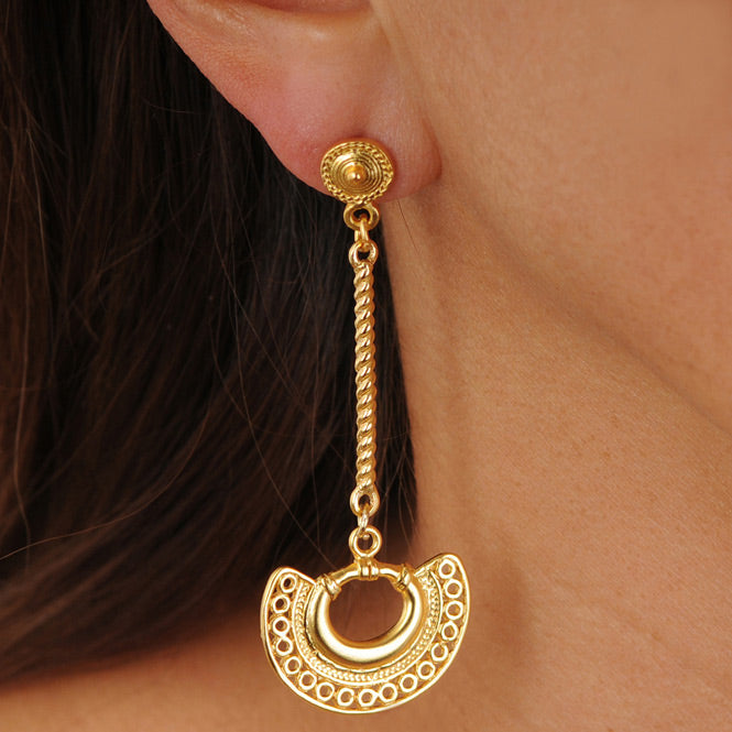 Tairona Filigree Nose Ornament Long Earrings