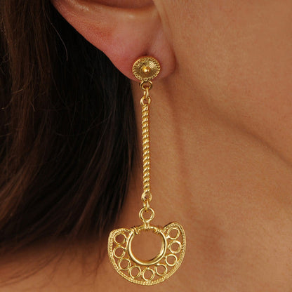 Sinu Simple Filigree Nose Ornament Long Earrings