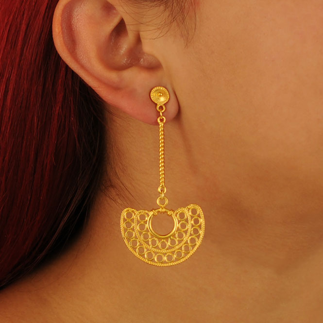 Sinu double filigree nose ornament long earrings