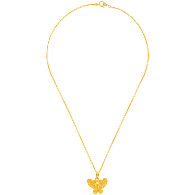 Chain Necklace with Tairona Butterfly Nose Ornament Pendant