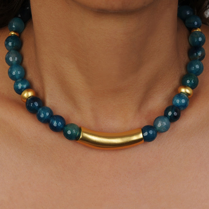 Blue Agate Semi-precious Stone Necklace