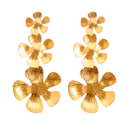 Three Eden Flowers Long Earrings