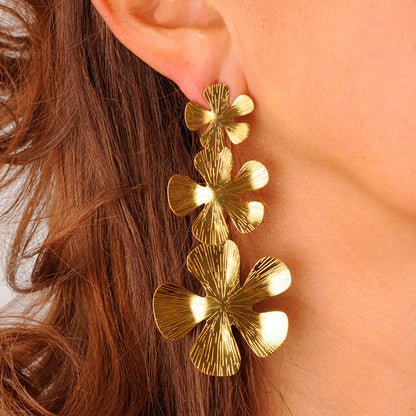 Three Eden Flowers Long Earrings