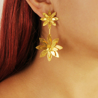 Resiliencia Two Lotus Flower Earrings