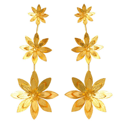 Resiliencia Three Lotus Flower Long Earrings