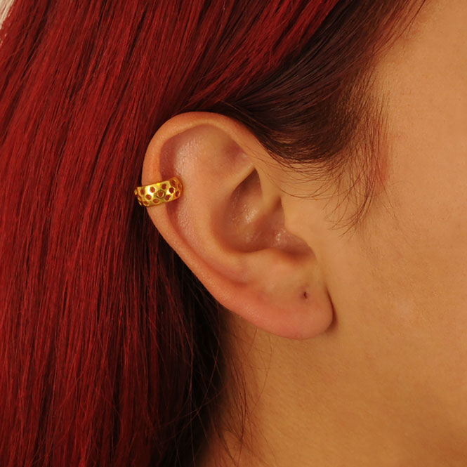 Golden Flight of Life mini honeycomb ear cuff