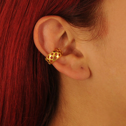 Golden Flight of Life honeycomb ear cuff