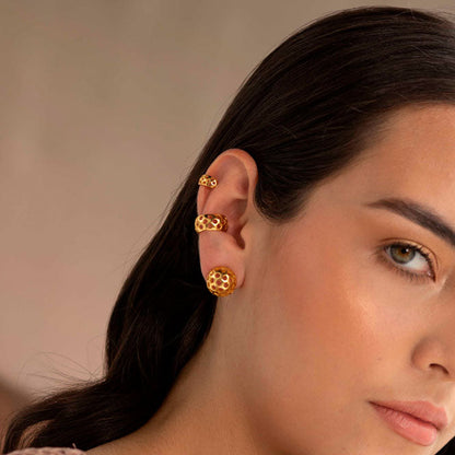 Golden Flight of Life honeycomb ear cuff