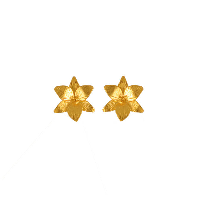 Golden Flight of Life lily stud earrings