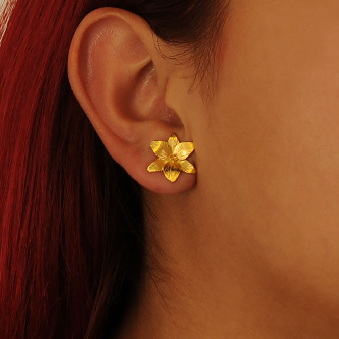 Golden Flight of Life lily stud earrings