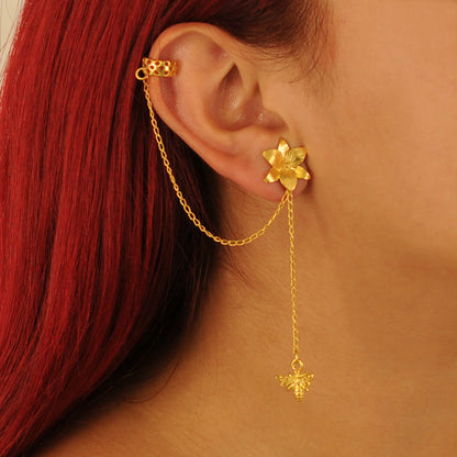 Golden Flight of Life ear cuff and earring