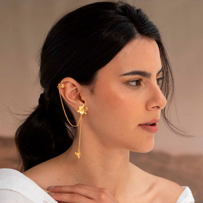 Golden Flight of Life ear cuff and earring