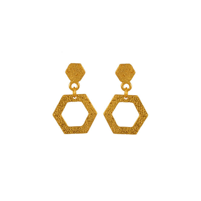 Golden Flight of Life honeycomb earrings