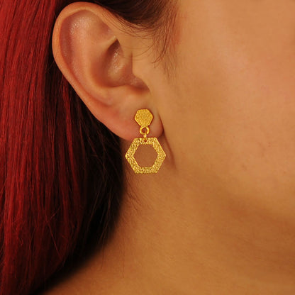 Golden Flight of Life honeycomb earrings