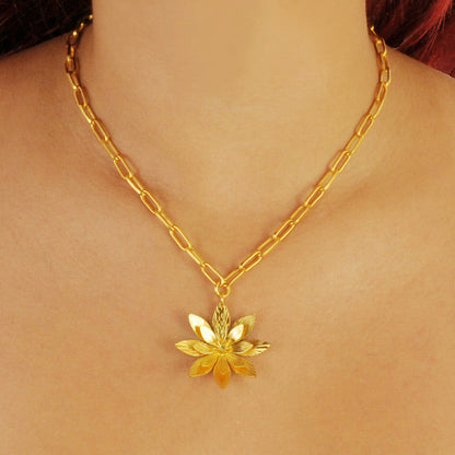 Chain Necklace with Resiliencia Lotus Flower Pendant